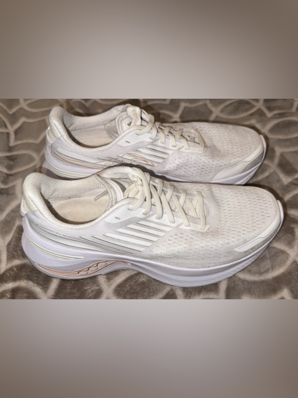 Saucony Women's White Athletic Running Sneakers with Subtle Rose Accents